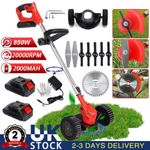 24V Cordless Electric Strimmer Grass Trimmer Weeder Garden Edger 2Battery Wheel