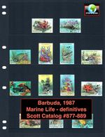 $13.10 Scott Value - 1987 BARBUDA Fish, Reefs definitives scarcer CV MNH NH UM