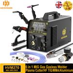HZXVOGEN 6 IN 1 MIG/Plasma Cutter/HF TIG/ARC Welder Gas/Gasless Machine Aluminum