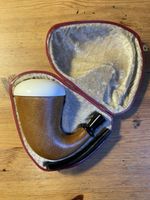 Levent Wooden Calabash Pipe w/ Block Meerschaum Bowl, Unsmoked, Case