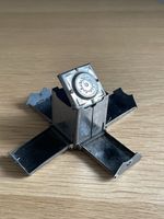 Rare Antique Traveling Folding Ink Well  Cube Shape With Glass Insert / Unusual