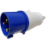 32 Amp 3 Pin IP44 Plug 230V Single Phase Blue Male IEC CEE 32A Welder Generator