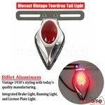 Motorbike Retro Aluminum Teardrop LED Tail Light & License Plate Bracket Custom