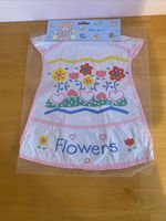 Vintage White And Pink Flower PVC Waterproof Apron With Front Crumb Catcher