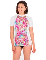 Hurley Palm Paradise Short Sleeve Rash Vest in Sail Multi