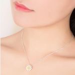 Daisy Flower Pendant Box Chain 925 Sterling Silver Necklace 18" Women Girl Gift
