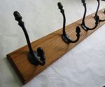 Rustic Oak coat hook rack rail Solid Wooden Wall Mounted cast iron Hat and Coat