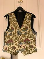 Men’s Formal Waistcoat/Vest Multicoloured Floral Bird, Black Back Adjuster