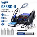 WEP 938BD Soldering Station 2in1 Digital Soldering Iron Hot Air Rework Tool Set