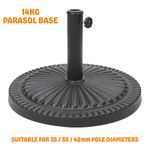 14kg Parasol Base Umbrella Stand Patio Garden Heavy Duty Weighted Black Outdoor