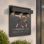 Laser House Number Plaques Personalised House Sign LED Solar Light Door Signs