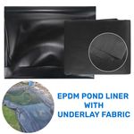 Heavy Duty EPDM Rubber Pond Liner 900gsm +Underlay Premium Large Fish Pool Sheet