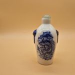 Vintage Ceramic Chinese Blue & White Pattern Snuff Bottle