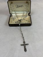 Chapel Sterling 925 Rosary Rare Design. Comes With Sherman Caring Case excellent