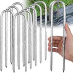 U-Shaped Rebar Stakes 12" Heavy Duty Ground Anchors Tent Pegs Trampoline Garden