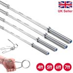 Olympic Barbell Bar 2 inch Spring Clips Gym Weight Lifting 4FT 5FT 6FT 7FT