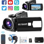 🔥4K 64MP Video Camera Handheld Camcorder Digital Camera 18X Zoom 3"270° Screen