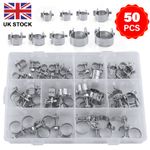50Pcs Mini Hose Clamp Clip Stainless Fuel Line Petrol Pipe Clamps Clips 9-18mm