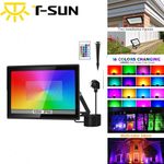 100W Floodlight LED RGB Color Changing Light Outdoor Security Light IP66 Remote