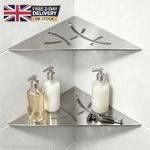 2 x Corner Shower Shelves, Grout in 304 Stainless Steel Bathroom Kitchen UK
