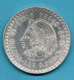 1948 MEXICAN 5 PESO COIN 900 SILVER. 30 GRAMS. MEXICO.