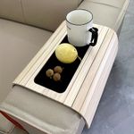 Foldable Sofa Arm Tray Organiser Drink Mug Flexable Wooden Arm Rest Chair Couch