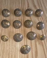 13 x British Army: General Service Brass Buttons (ATS, GS, WW1-WW2 Era)