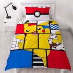 Pokemon 'Memphis' Single Panel Duvet Cover Reverse Bedding Set Pokeball Pikachu