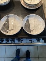 Royal Stafford Skull Script Lady And Dog Pasta Bowls X2.BRAND NEW.Skeletons.