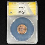 1901 1C MS64 RB ANACS Toned Indian Head Cent - Lovely Coin