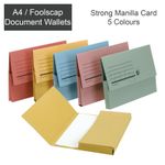  A4 / Foolscap Filing Document Wallet Folders Manilla Card - Half Flap 5 Colours