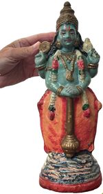 VINTAGE TERRACOTTA VISHNU ON KURMA BASE STH INDIAN DEVOTIONAL PIECE 31 CMS 1950s