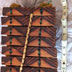 Wooden Xylophone Style Percussion Instrument with Mallet, Carved Pattern