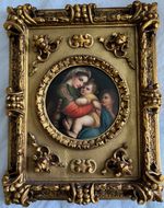 Fine Art 19th Century KPM Style Painted Ceramic Plaque Raffaello Seated Madonna