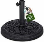 BLACK CAST IRON ROUND UMBRELLA PARASOL BASE STAND PATIO OUTDOOR GARDEN HEAVY 9KG