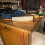 Gourmet Marble Plain Rolling Pin with Wooden Handles, White & Brown