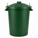 90L Heavy Duty Plastic Dustbin Bin With Lid Metal Handles Outdoor Waste UK