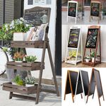 Large Wooden A-Frame Chalkboard Sign Rustic Standing Outdoor Sandwich Board Sign