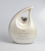Large Adult Cremation Ashes Urn Aluminium Teardrop Funeral Memorial Pearl White