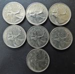 Canadian Canada 25c Cent Coins Elizabeth II x 7 Job Lot Old Vintage