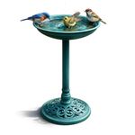 Green Pedestal Bird Bath Weather Resistant Attractive Sturdy Durable Bird Bath