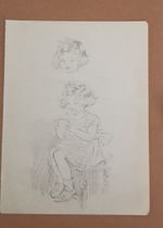 Pencil DRAWING SKETCH EILEEN SOPER  - TEATIME with PROVENANCE