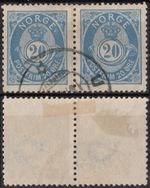 B12-3 Norway 1886-93, Pair NK 54, canc., MI 46.