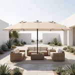 15ft Double-Sided Umbrella With 144 Solar LED Lights Rectangular Patio Parasol