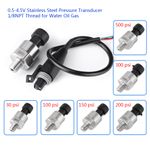 1/8NPT Stainless Steel Pressure Transducer Sender Sensor 0-4.5V Oil Fuel Air SUP