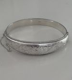 Vintage Sterling Silver Etched Bangle.