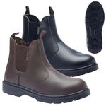 MENS DEALER BOOTS CHELSEA LIGHTWEIGHT LEATHER SAFETY WORK STEEL TOE CAP SHOES