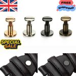 10Sets Flat Belt Screw Leather Craft Chicago Stud Heads Nail Brass Solid Rivet
