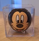 Disney Walt Disney World Mickey Face Black Leather Baseball in Display Case
