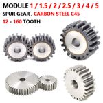 Mod 1 1.5 2 2.5 3 4 5 Spur Gear C45 Steel 12 Tooth - 160 Tooth Motor Pinion Flat